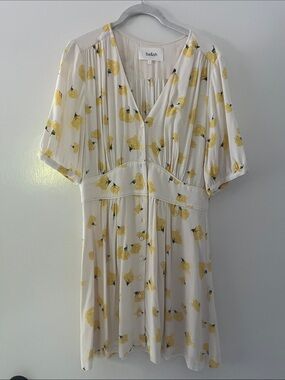 ba&sh Cosma Cream Dress with Yellow Floral Print